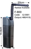 Dophin F-800  (KW) Внутр.фильтр 5.3 вт. 360 л./ч. с регулятором  дождиком и углем